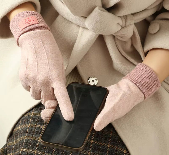 Winter Cashmere Gloves for Women Warm Touch Screen Gloves Cold Protection Full Finger Mittens Outdoor Cycling Thick Woolen Glove