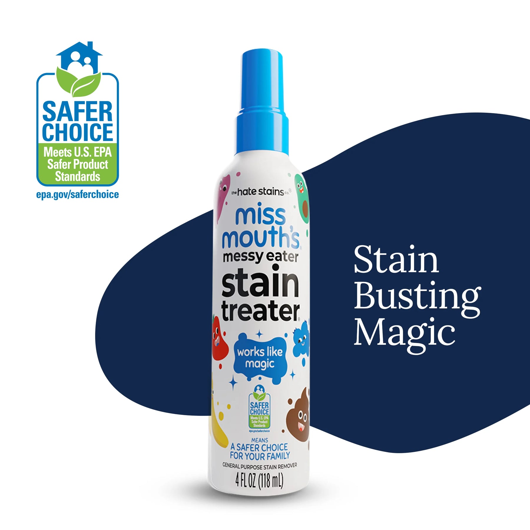 Miss Mouth'S Messy Eater Stain Treater Spray for Baby & Kids, 4 Fl Oz, Newborn & Baby Essentials, Stain Remover for Food, Grease, & More, Gentle on Laundry